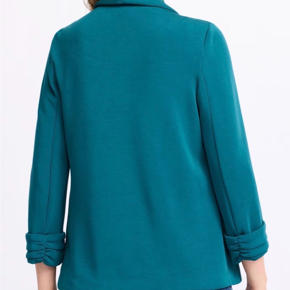 Skies Are Blue Open Front Blazer Teal Jacket Size Large - Picture 13 of 13